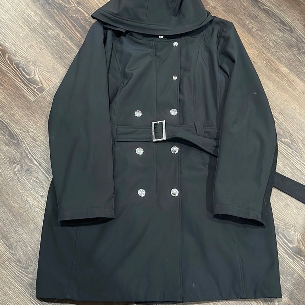 Calvin Klein Black Hooded Trench Coat